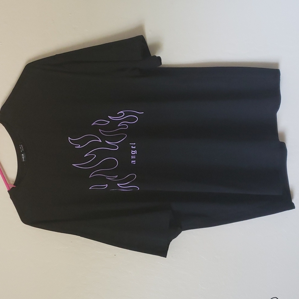 Oversized Purple Flame Angel Tee Shirt Size M